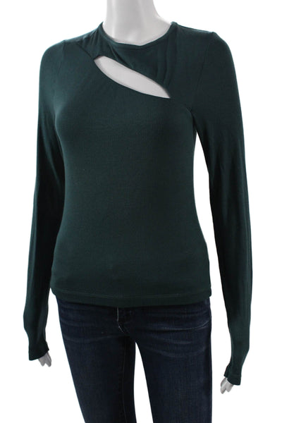 LA Made Womens Long Sleeve Green MicroModal Top Size S