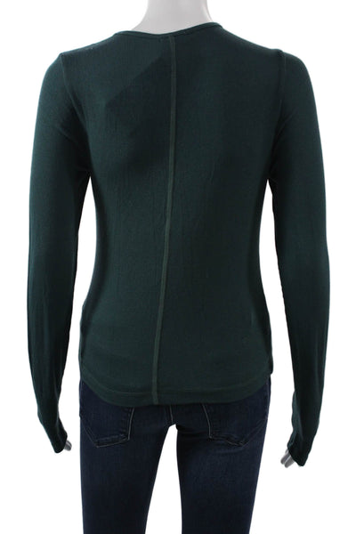 LA Made Womens Long Sleeve Green MicroModal Top Size S