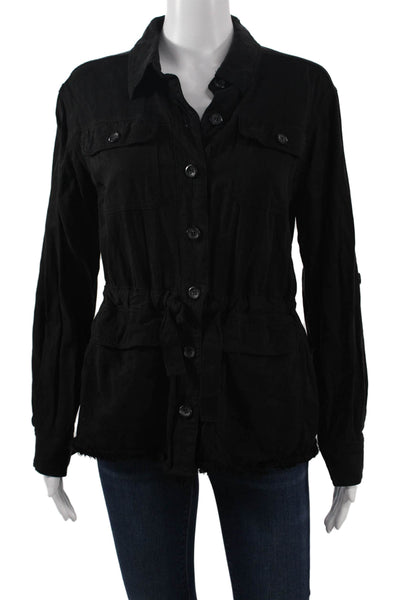 Maven West Womens Military Jacket Black Collared Long Sleeve Size S