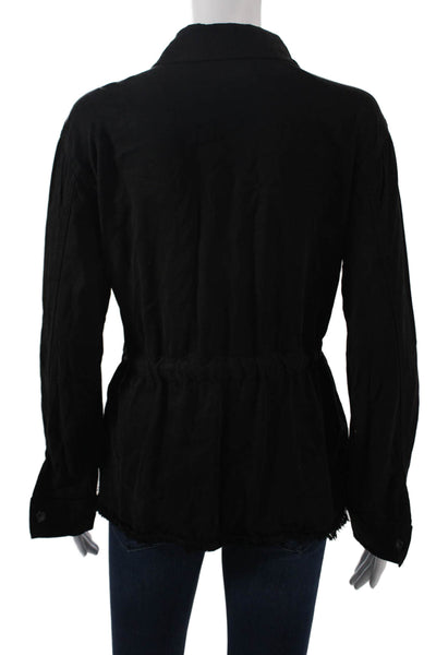 Maven West Womens Military Jacket Black Collared Long Sleeve Size S