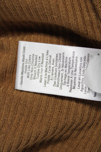 Nation LTD Womens Square Neck Long Sleeve Brown Top Size S