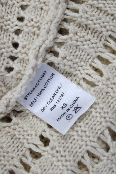 ASTR Womens Bohemian Beige Cotton Tank Round Neck Button Detail Size XS