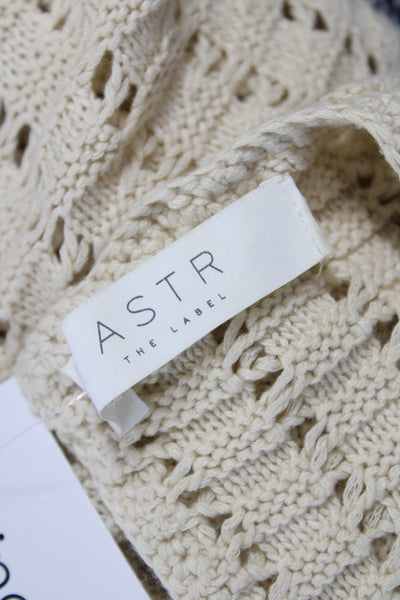 ASTR Womens Bohemian Beige Cotton Tank Round Neck Button Detail Size XS