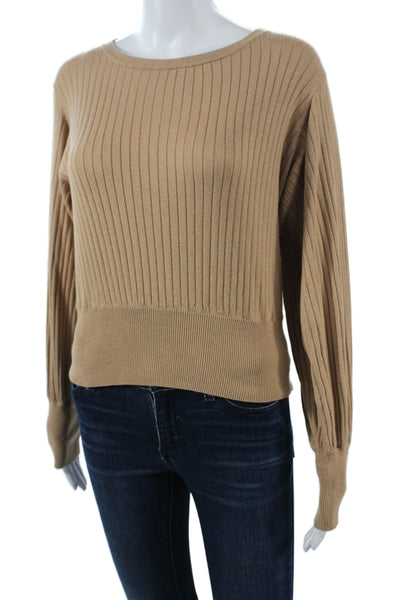 Crush Unisex Beige Striped Pullover Sweater Long Sleeve Round Neck Size 1