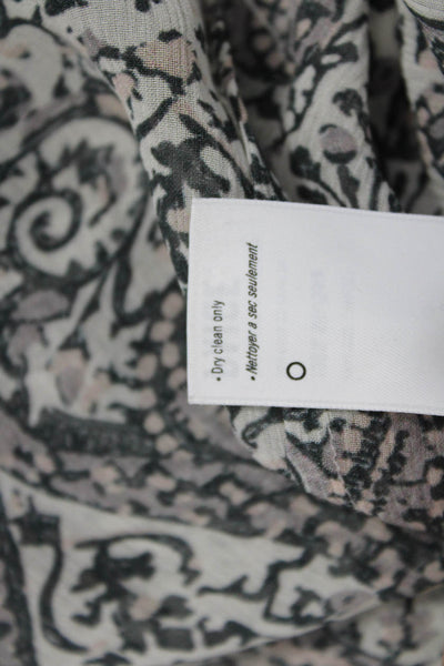 Paige Women Silk Paisley Collared Long Sleeve Button Up Blouse Beige Size S