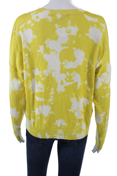 Central Park West Women Cardigan Yellow Tie Long Sleeve Round Neck Size S