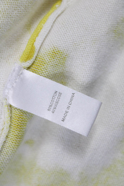 Central Park West Women Cardigan Yellow Tie Long Sleeve Round Neck Size S