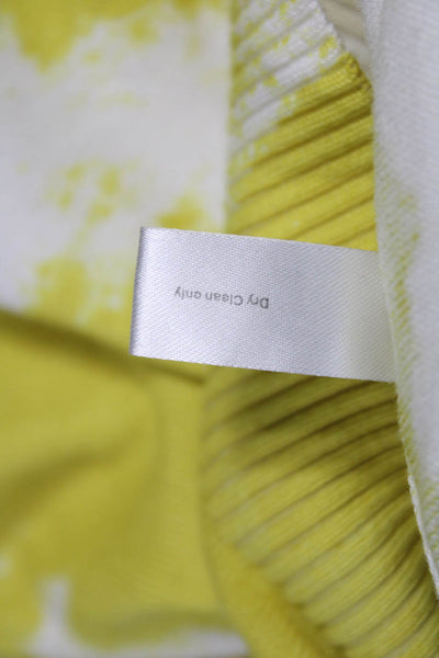 Central Park West Women Cardigan Yellow Tie Long Sleeve Round Neck Size S