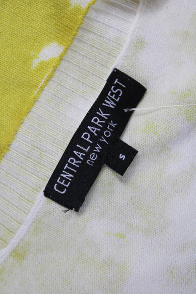 Central Park West Women Cardigan Yellow Tie Long Sleeve Round Neck Size S