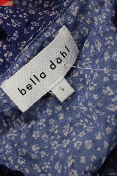 Bella Dahl Women Bohemian Floral Silk Blend Sleeveless Blouse Blue Size S
