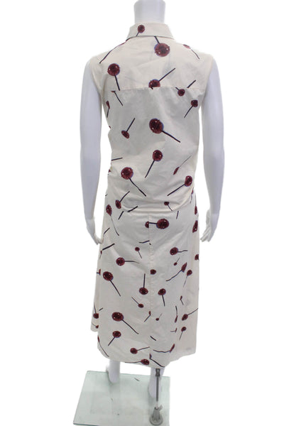 Zara Womens Beige Sleeveless Cotton Shirt Dress Graphic Print Size XL