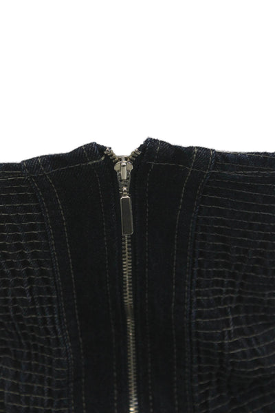 Zara Women 90s Cropped Sleeveless Top Dark Blue Cotton Blend Size XS