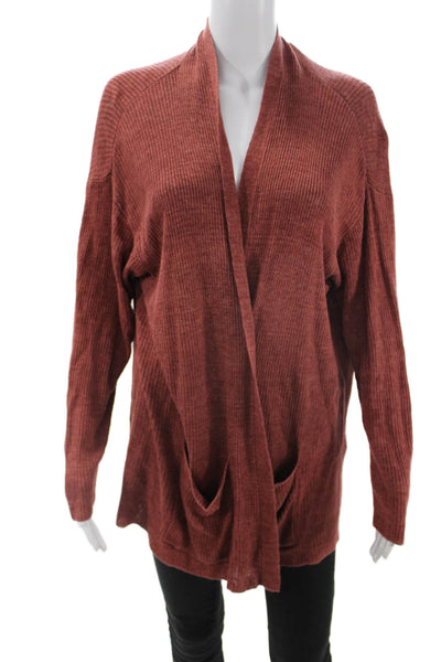 Eileen Fisher Unisex Brown Organic Linen Cardigan Sweater Long Sleeve Size XL