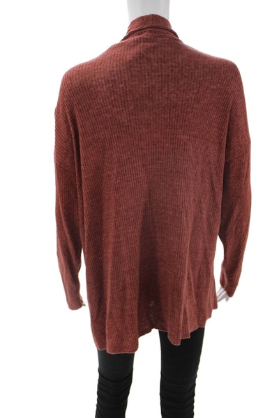 Eileen Fisher Unisex Brown Organic Linen Cardigan Sweater Long Sleeve Size XL