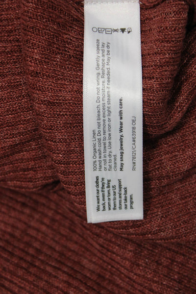 Eileen Fisher Unisex Brown Organic Linen Cardigan Sweater Long Sleeve Size XL