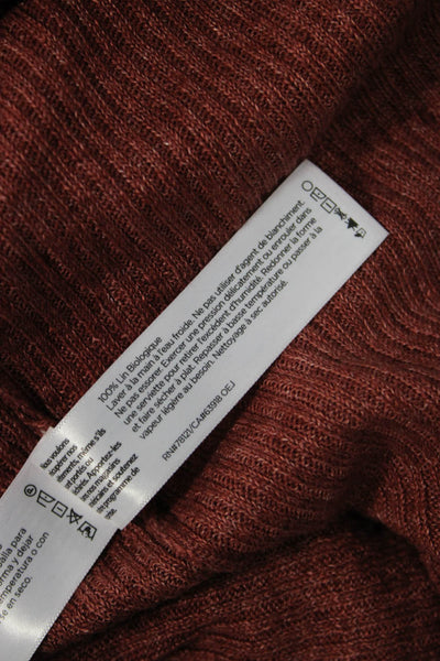 Eileen Fisher Unisex Brown Organic Linen Cardigan Sweater Long Sleeve Size XL