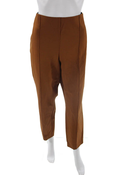 Lafayette 148 New York Women Ankle Cropped Dress Pants Brown Size 14