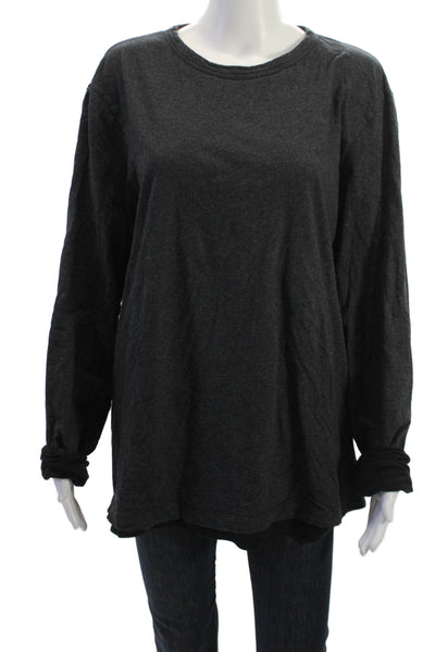 Theory Mens Basic Long Sleeve Crew Neck T-Shirt Dark Gray Cotton Pima Size XL