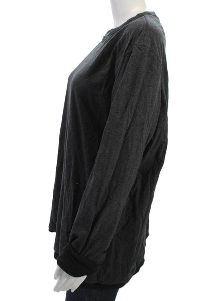Theory Mens Basic Long Sleeve Crew Neck T-Shirt Dark Gray Cotton Pima Size XL
