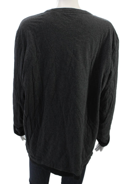 Theory Mens Basic Long Sleeve Crew Neck T-Shirt Dark Gray Cotton Pima Size XL