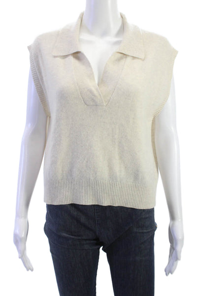 Loulou Studio Unisex Collared Sleeveless Cashmere Vest Beige Designer Size L