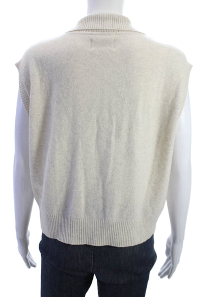 Loulou Studio Unisex Collared Sleeveless Cashmere Vest Beige Designer Size L