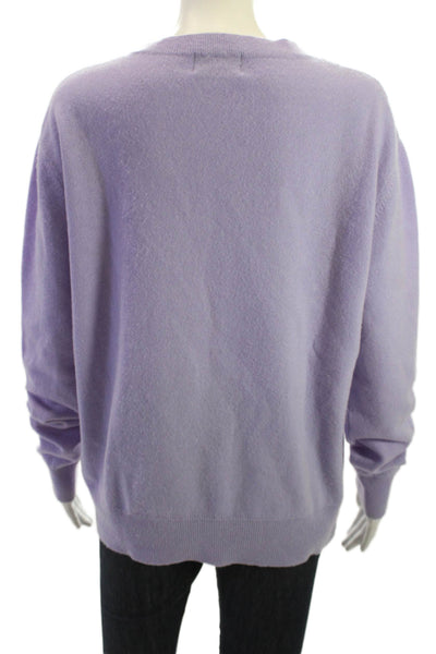 Kirna Zabete Unisex Cashmere Pullover Purple Crew Neck Long Sleeve Size L