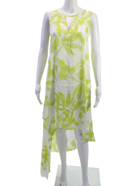 BCBGMAXAZRIA Womens Shift Tank Dress White Floral Mid-Calf Size 2XS