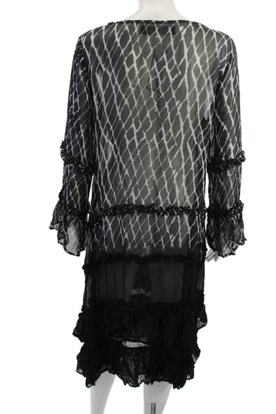 Religion Womens Shift Dress Black Geometric Long Sleeve Midi Size S