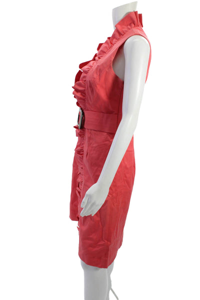 Milly Women Shirt Dress Pink Sleeveless Short Buckle Cotton Size 4