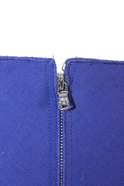 Rachel Roy Womens Sheath Midi Dress Blue Wool Blend Short Sleeve Zip Size 0