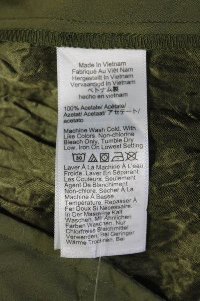 Zara Womens Cropped Dress Pants Green Acetate Size S