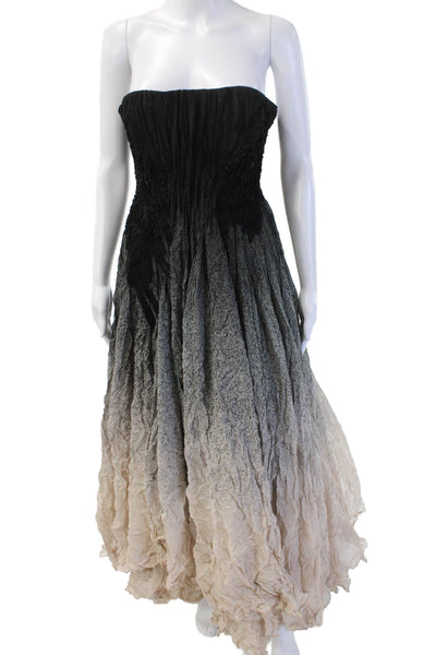 Bibhu Mohapatra Womens Maxi Dress Black Poly Silk Blend Designer Size 4