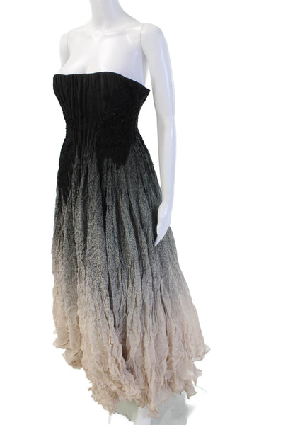 Bibhu Mohapatra Womens Maxi Dress Black Poly Silk Blend Designer Size 4
