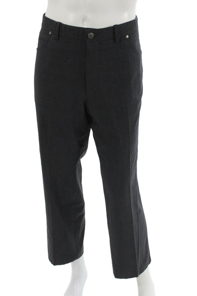 Riviera Mens Dress Pants Dark Gray Wool Blend Button Size 36