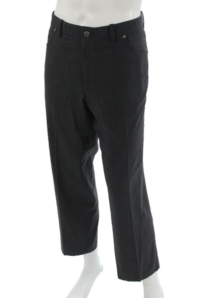 Riviera Mens Dress Pants Dark Gray Wool Blend Button Size 36
