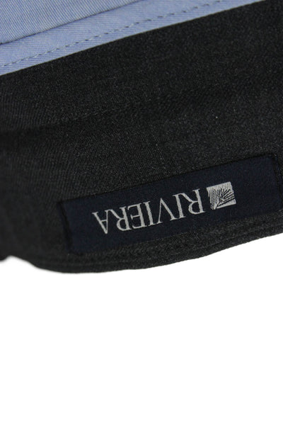 Riviera Mens Dress Pants Dark Gray Wool Blend Button Size 36