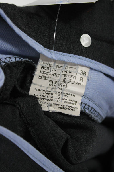 Riviera Mens Dress Pants Dark Gray Wool Blend Button Size 36
