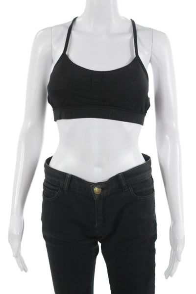 Lululemon Womens Printed Spaghetti Strap Sports Bra Black Size 4