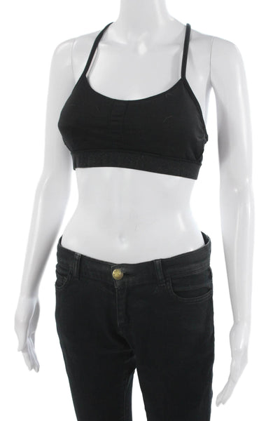 Lululemon Womens Printed Spaghetti Strap Sports Bra Black Size 4