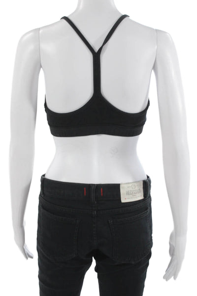 Lululemon Womens Printed Spaghetti Strap Sports Bra Black Size 4