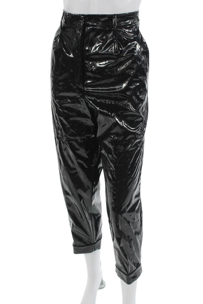 No. 21 Womens Cropped Pants Black Polyester Button Size 44