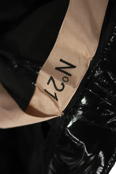 No. 21 Womens Cropped Pants Black Polyester Button Size 44