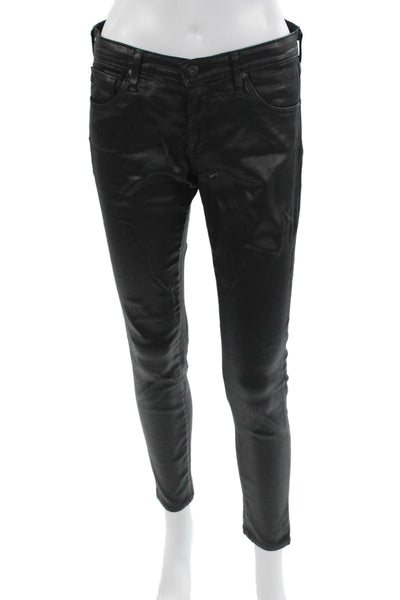AG Adriano Goldschmied Women Ankle Skinny Black Low Rise Jeans Size 27