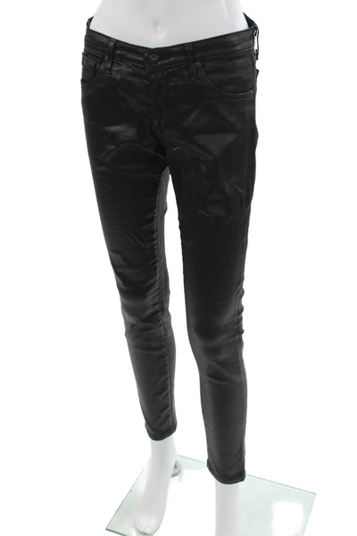 AG Adriano Goldschmied Women Ankle Skinny Black Low Rise Jeans Size 27