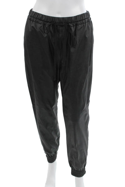 L'Agence Unisex Black Windbreaker Jogger Pants Drawstring Polyurethane Size L