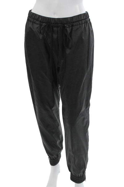 L'Agence Unisex Black Windbreaker Jogger Pants Drawstring Polyurethane Size L