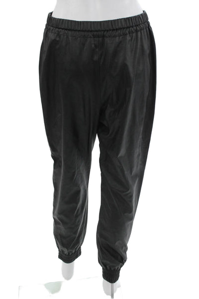 L'Agence Unisex Black Windbreaker Jogger Pants Drawstring Polyurethane Size L