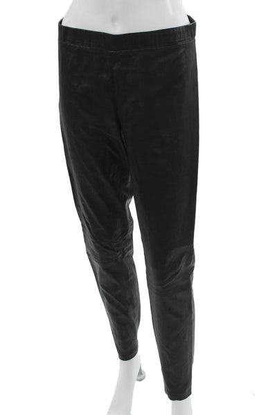 Vince Womens Black Leather Ankle Cropped Pants Zip Size L