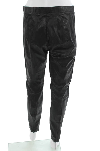 Vince Womens Black Leather Ankle Cropped Pants Zip Size L